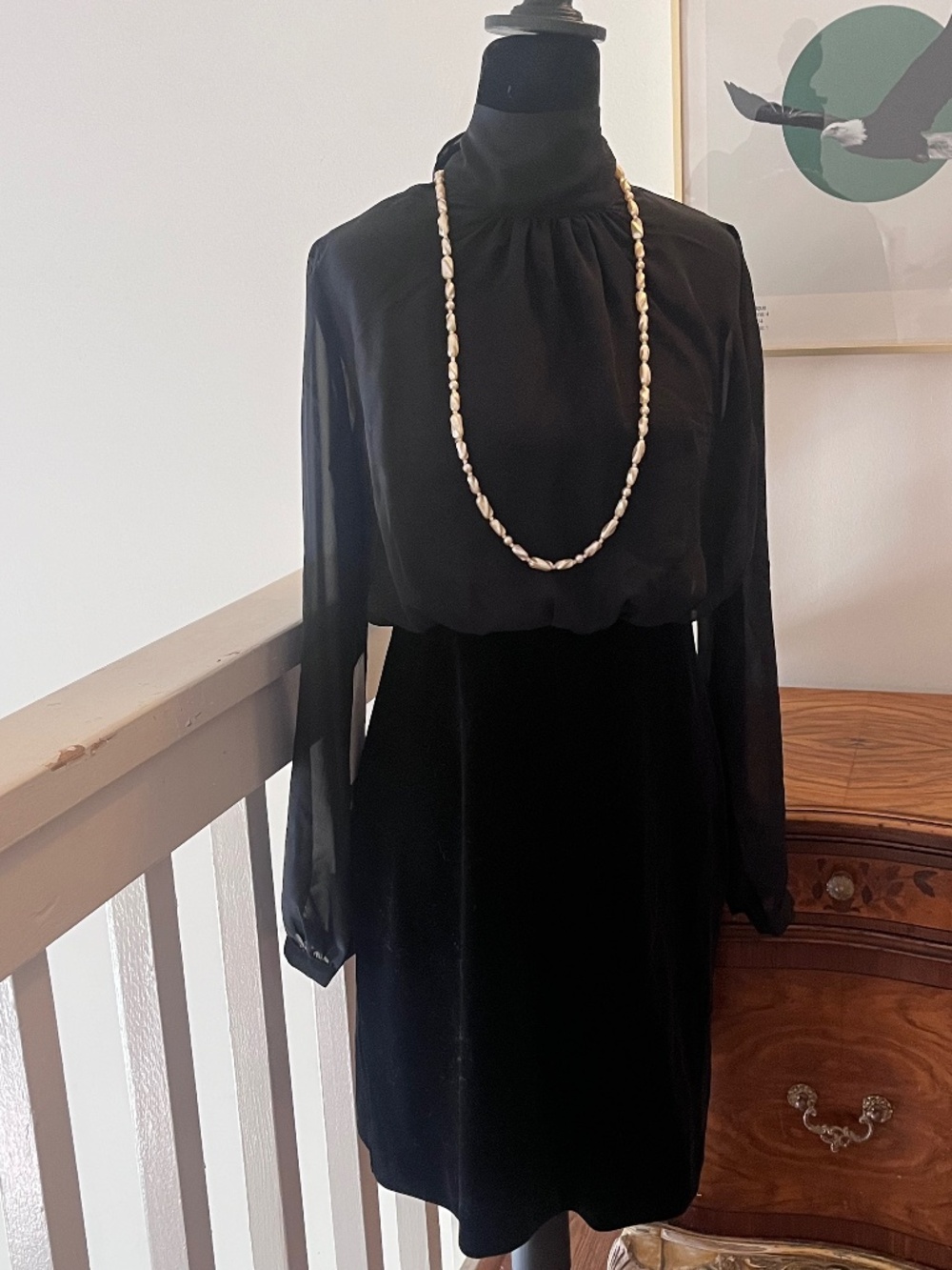 Cache black dress velvet and sheer slip lined sz sm US 4 Uk 8